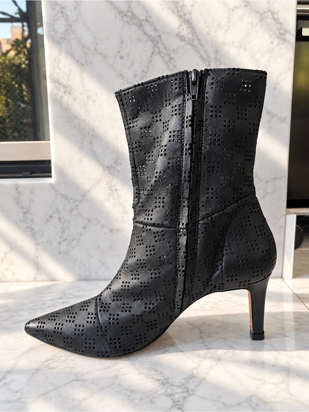 IRO Paris Black Perforated Leather Pointed-Toe Ankle Boots – Size 41